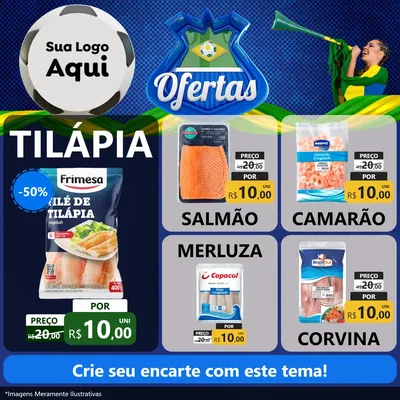 Modelo de Rede Social para Feed Facebook com o tema Ofertas (Futebol) para Peixaria