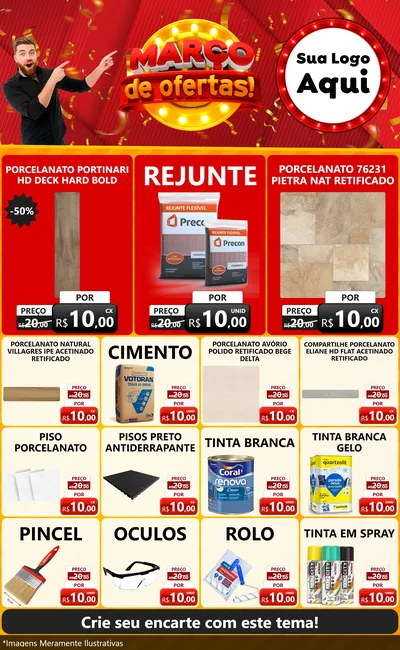 Modelo de Encarte para Encarte Grande com o tema Março de Ofertas! para Pisos e revestimentos