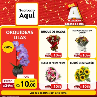 Modelo de Rede Social para Feed Facebook com o tema Dia A o Dia Mais Barato do Mês para Floricultura e jardim