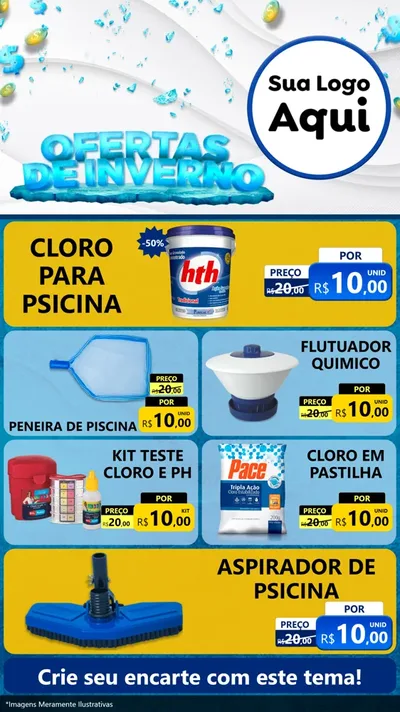 Modelo de TV para TV Vertical com o tema Ofertas de Inverno para Produtos para Piscina