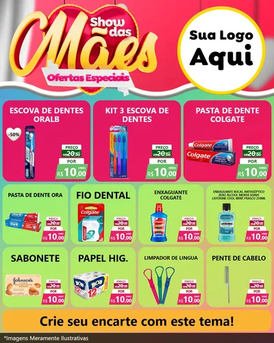 Modelo de Rede Social para Feed Instagram com o tema Show das Mães - Ofertas Especiais para Higiene Pessoal