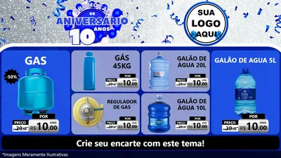 Modelo de TV para TV Horizontal com o tema Promoção de Aniversário - 10 Anos para Água e gás