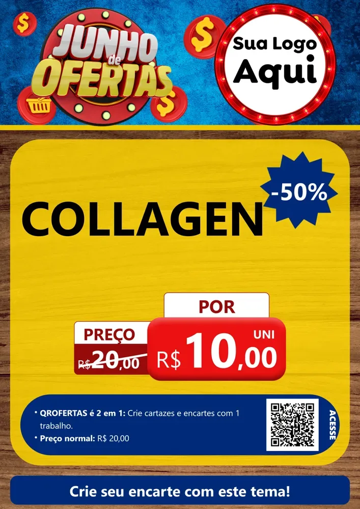 Modelo de Cartaz para Cartaz A4 Vertical com o tema Junho de Ofertas para Suplementos alimentares
