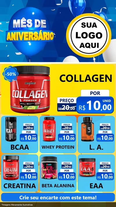 Modelo de Rede Social para Stories com o tema Mês de Aniversário para Suplementos alimentares