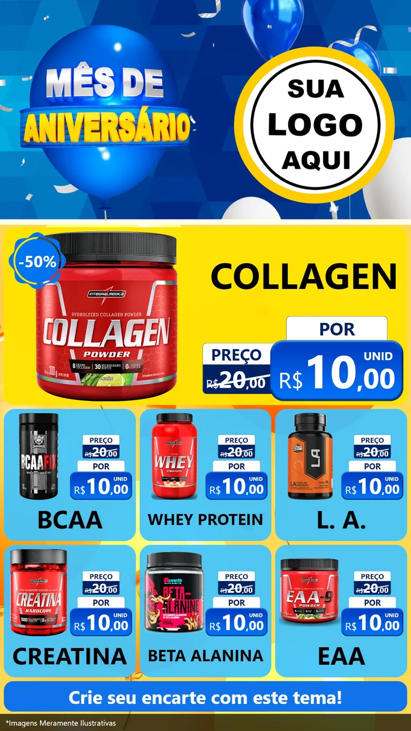 Modelo de Rede Social para Stories com o tema Mês de Aniversário para Suplementos alimentares