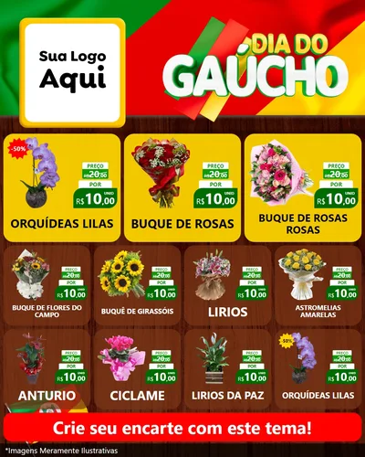 Modelo de Rede Social para Feed Instagram com o tema Dia do Gaúcho para Floricultura e jardim