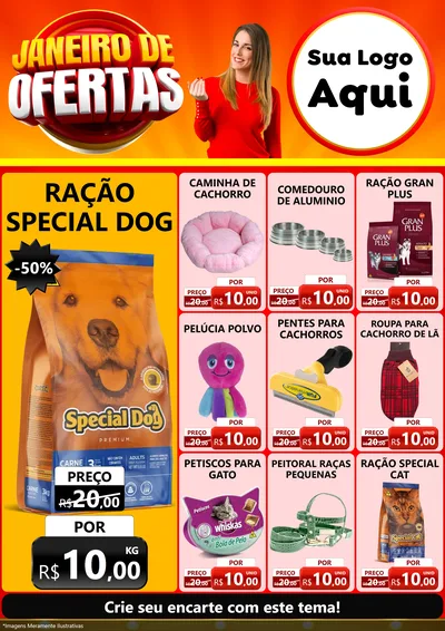 Modelo de Encarte para Encarte A4 Vertical com o tema Janeiro de Ofertas para Pet Shop
