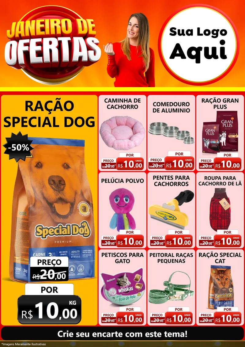 Modelo de Encarte para Encarte A4 Vertical com o tema Janeiro de Ofertas para Pet Shop