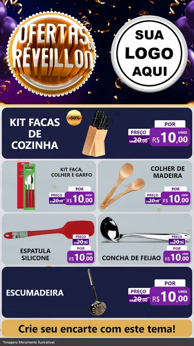 Modelo de TV para TV Vertical com o tema Ofertas de Réveillon para Utilidades Domésticas