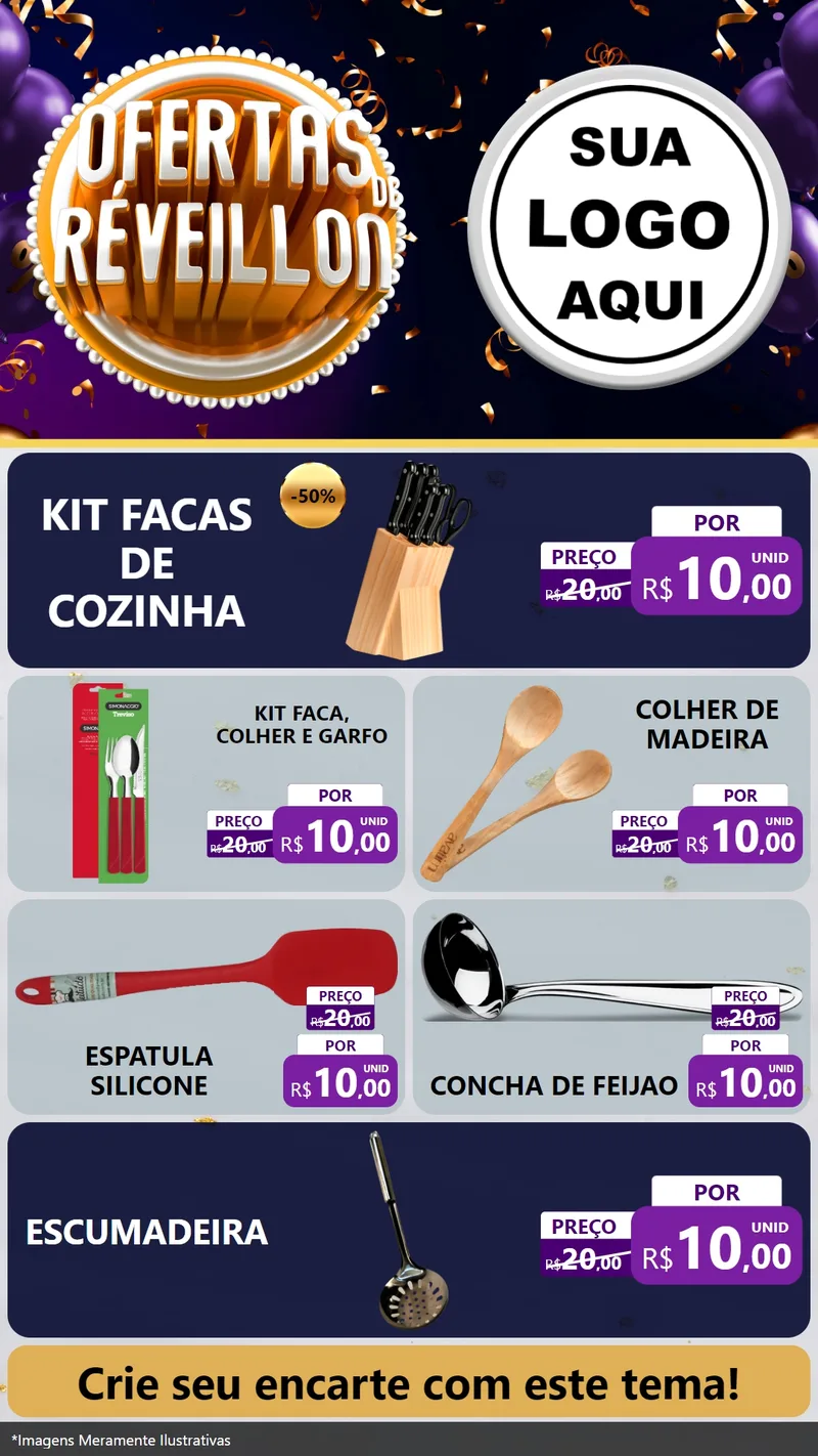 Modelo de TV para TV Vertical com o tema Ofertas de Réveillon para Utilidades Domésticas