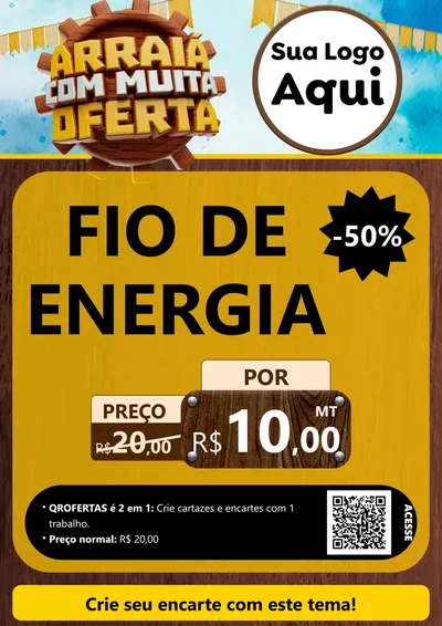 Modelo de Cartaz para Cartaz A4 Vertical com o tema Ofertas de São João - Junina para Materiais Elétricos