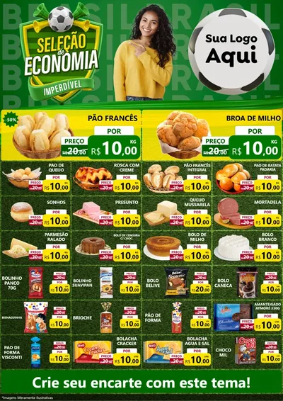 Modelo de Encarte para Encarte A4 Vertical com o tema Seleção de Economia - Copa para Padaria