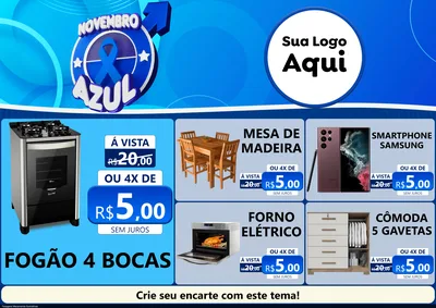 Modelo de Encarte para Encarte A4 Horizontal com o tema Novembro Azul para Móveis e Eletro