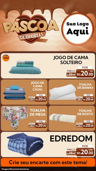 Modelo de TV para TV Vertical com o tema Páscoa de Ofertas para Cama, Mesa e Banho