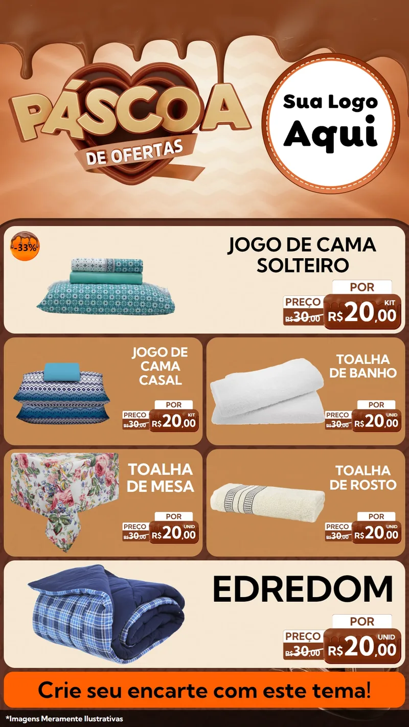 Modelo de TV para TV Vertical com o tema Páscoa de Ofertas para Cama, Mesa e Banho