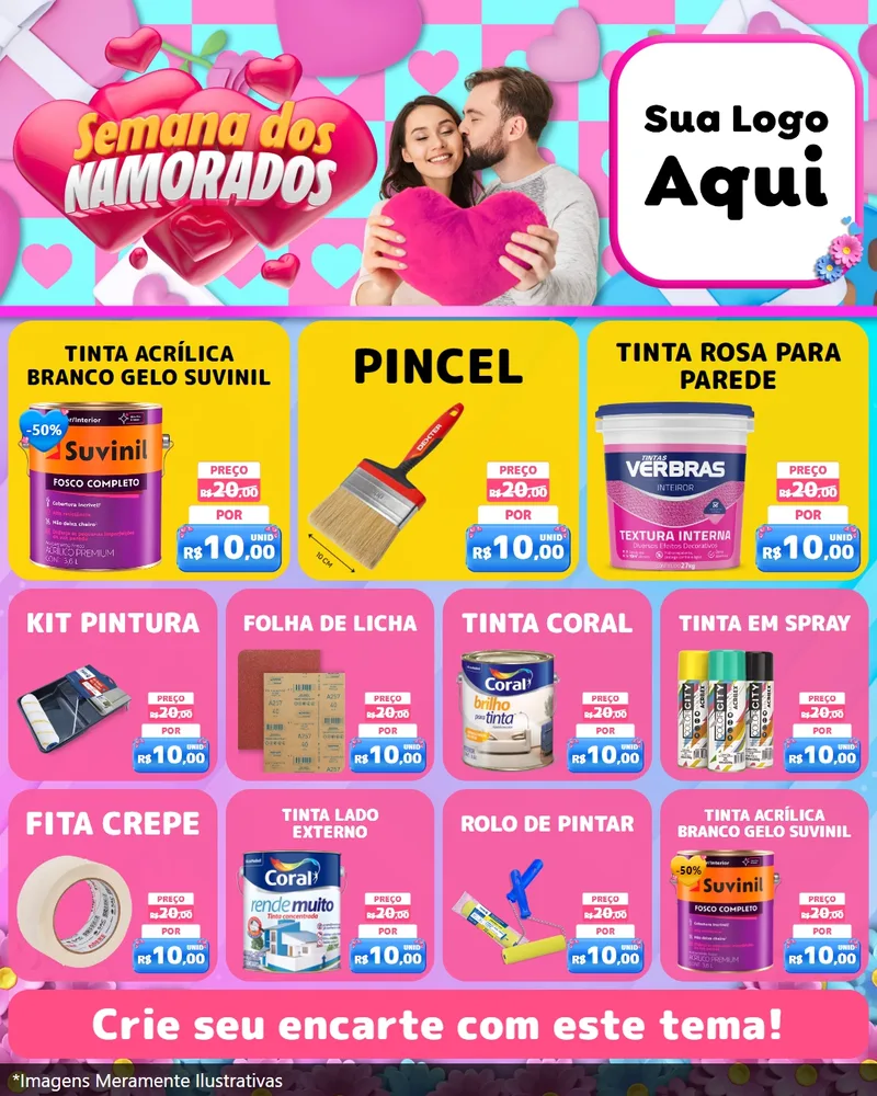 Modelo de Rede Social para Feed Instagram com o tema Semana dos Namorados para Tintas e Ferramentas