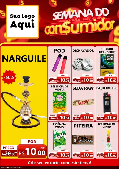 Modelo de Encarte para Encarte A4 Vertical com o tema Semana do Consumidor para Tabacaria