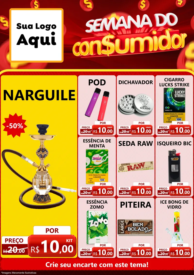 Modelo de Encarte para Encarte A4 Vertical com o tema Semana do Consumidor para Tabacaria