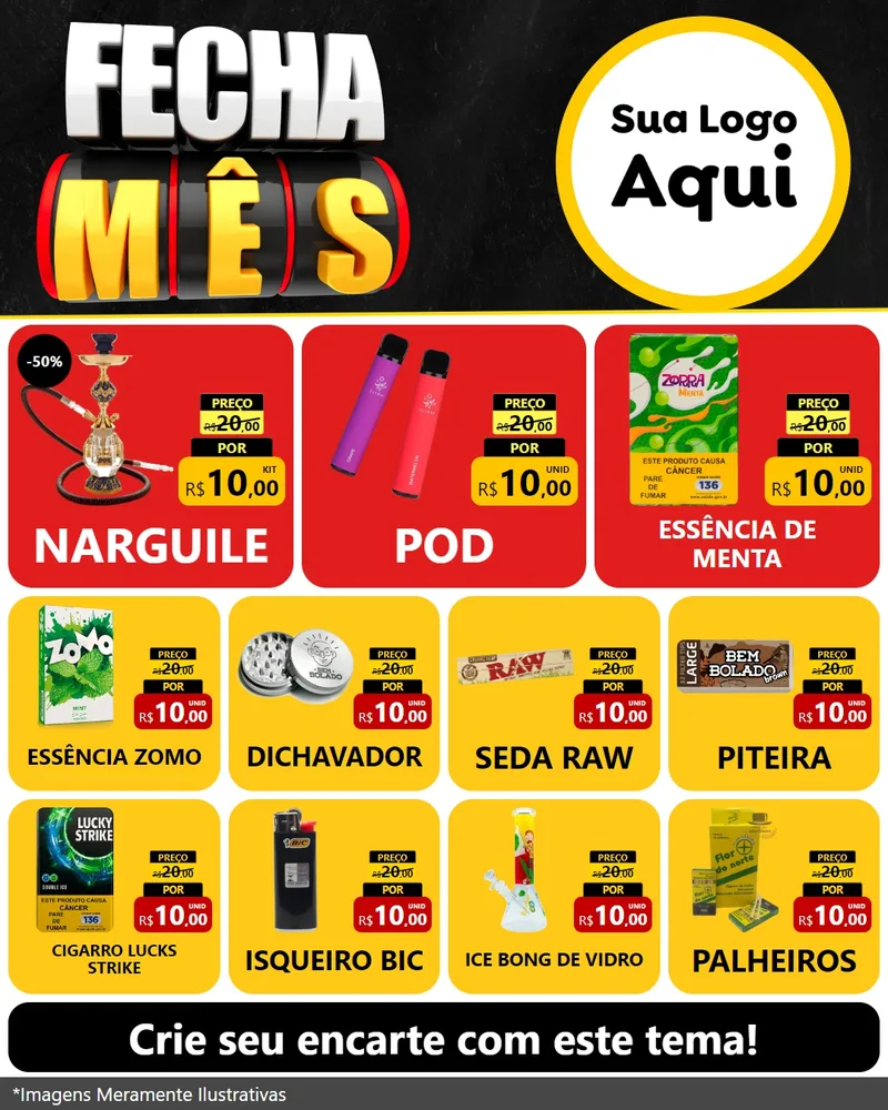 Modelo de Rede Social para Feed Instagram com o tema Fecha Mês para Tabacaria
