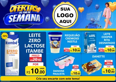 Modelo de Encarte para Encarte A4 Horizontal com o tema Ofertas de Fim de Semana para Frios e Laticínios