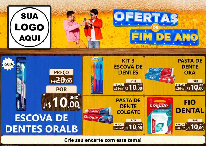 Modelo de Encarte para Encarte A4 Horizontal com o tema Ofertas de Fim de Ano para Higiene Pessoal