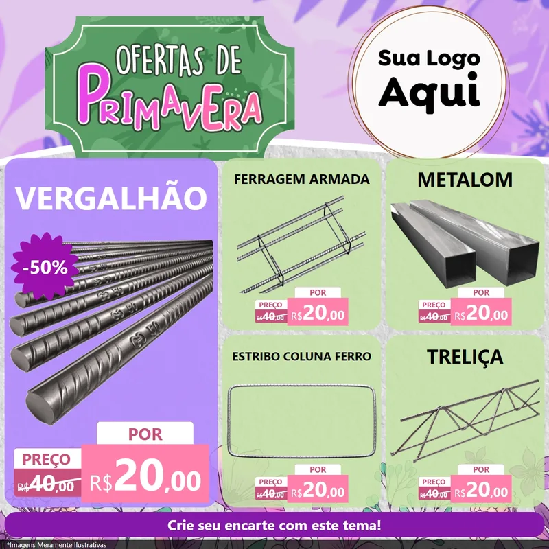 Modelo de Rede Social para Feed Facebook com o tema Ofertas de Primavera para Ferragens