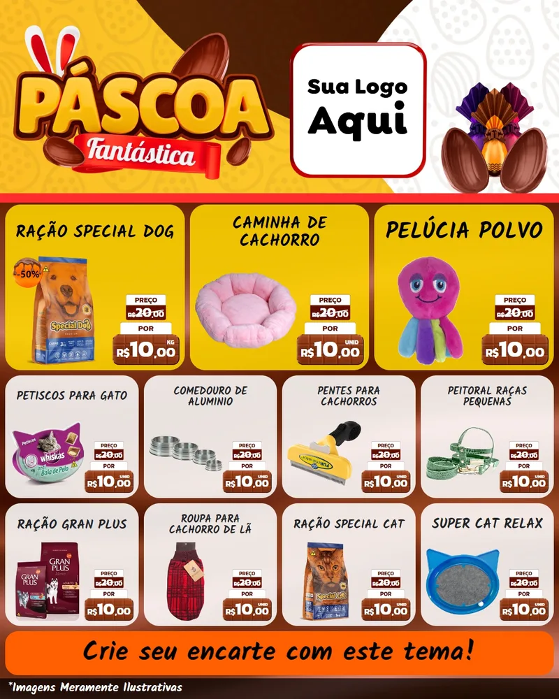 Modelo de Rede Social para Feed Instagram com o tema Páscoa Fantástica para Pet Shop