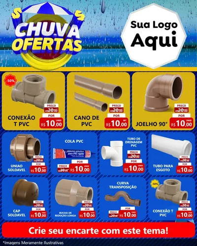 Modelo de Rede Social para Feed Instagram com o tema Chuva de Ofertas para Tubos e conexões