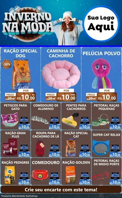Modelo de Encarte para Encarte Grande com o tema Inverno na Moda para Pet Shop