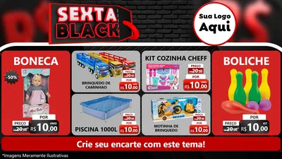 Modelo de TV para TV Horizontal com o tema Sexta Black para Brinquedos