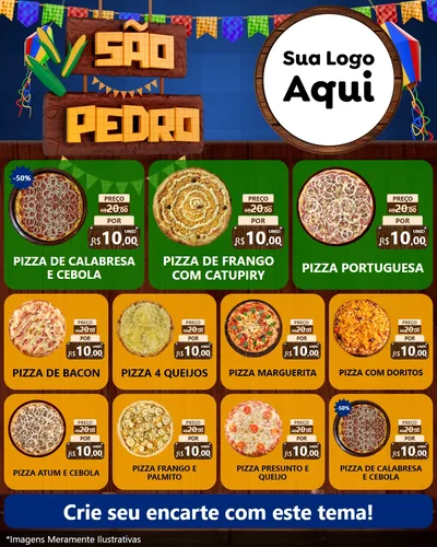 Modelo de Rede Social para Feed Instagram com o tema São Pedro para Pizzaria