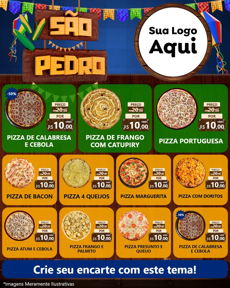 Modelo de Rede Social para Feed Instagram com o tema São Pedro para Pizzaria