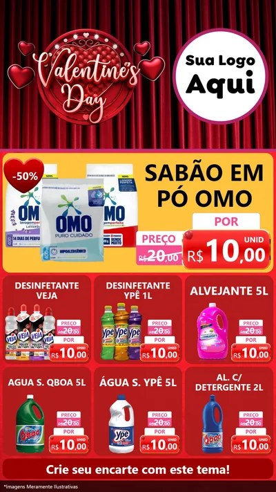 Modelo de Rede Social para Stories com o tema Valentine's Day para Produtos de Limpeza