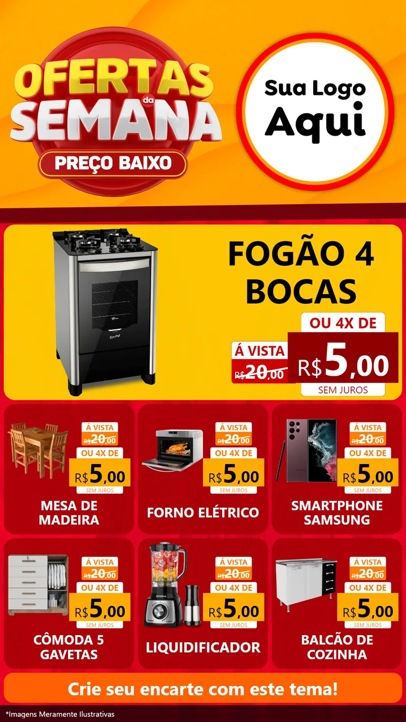 Modelo de Rede Social para Stories com o tema Ofertas Da Semana - Preço Baixo para Móveis e Eletro
