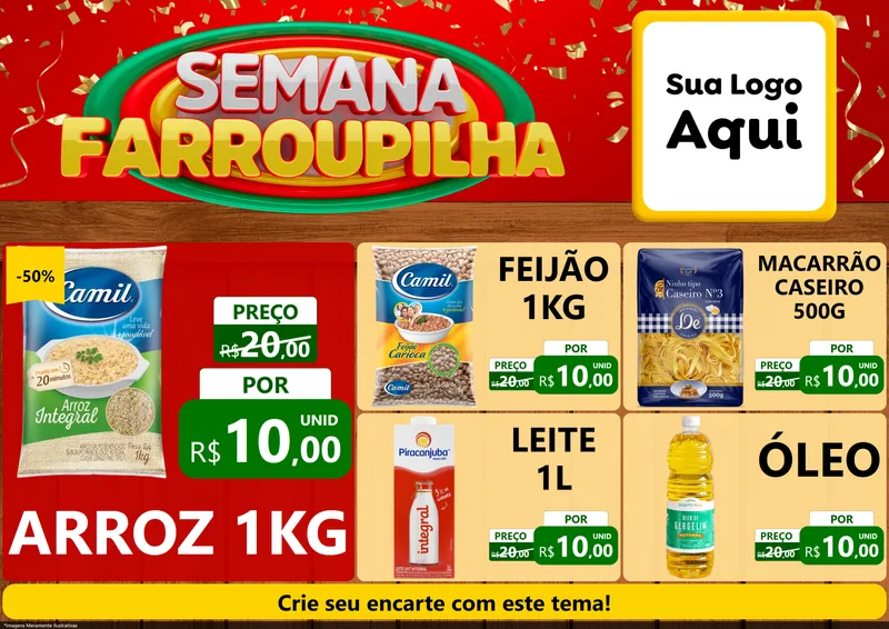 Modelo de Encarte para Encarte A4 Horizontal com o tema Semana Farroupilha para Supermercado