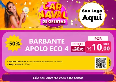 Modelo de Cartaz para Cartaz A4 Horizontal com o tema Carnaval de Ofertas para Armarinho e Aviamentos