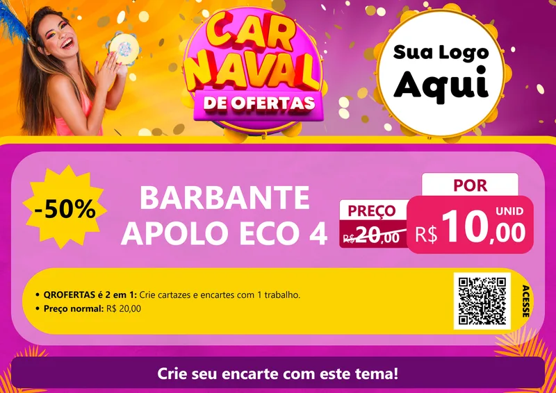 Modelo de Cartaz para Cartaz A4 Horizontal com o tema Carnaval de Ofertas para Armarinho e Aviamentos
