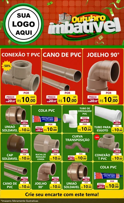 Modelo de Encarte para Encarte Grande com o tema Outubro Imbatível para Tubos e conexões