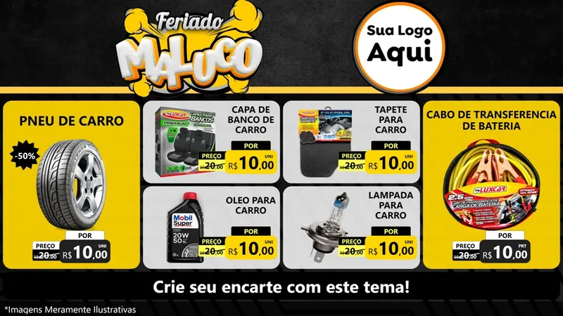 Modelo de TV para TV Horizontal com o tema Feriado Maluco para Auto peças