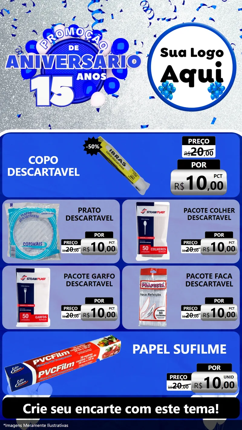 Modelo de TV para TV Vertical com o tema Promoção de Aniversário - 15 Anos para Embalagens
