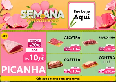 Modelo de Encarte para Encarte A4 Horizontal com o tema Semana da Primavera para Açougue