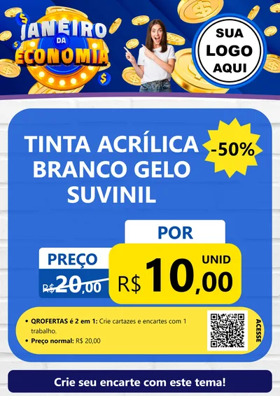 Modelo de Cartaz para Cartaz A4 Vertical com o tema Janeiro da Economia para Tintas e Ferramentas