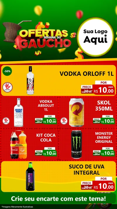 Modelo de TV para TV Vertical com o tema Ofertas Semana Do Gaúcho para Distribuidora de bebidas