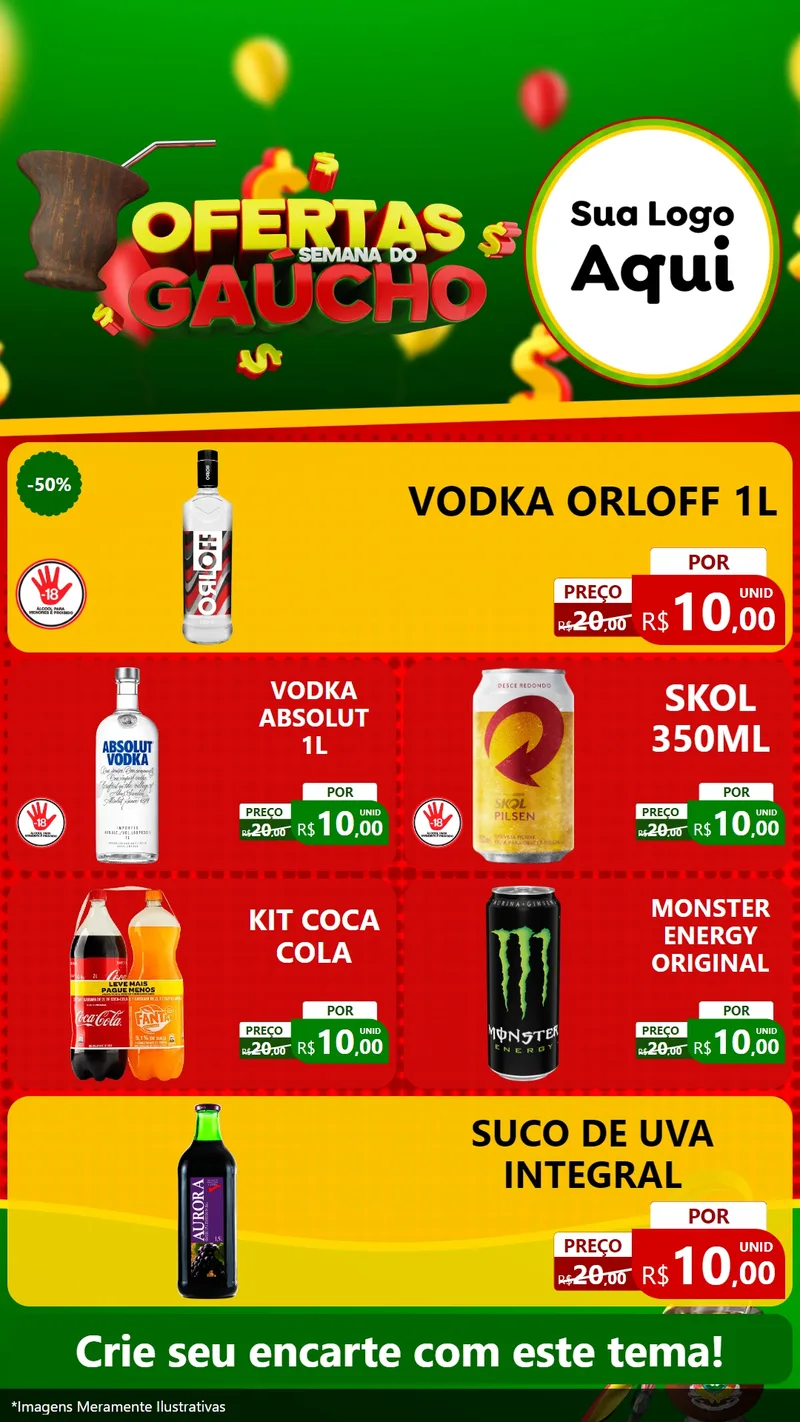 Modelo de TV para TV Vertical com o tema Ofertas Semana Do Gaúcho para Distribuidora de bebidas