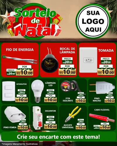 Modelo de Rede Social para Feed Instagram com o tema Sorteio de Natal para Materiais Elétricos