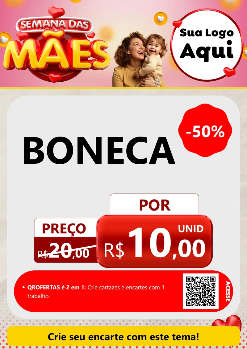 Modelo de Cartaz para Cartaz A4 Vertical com o tema Semana das Mães para Brinquedos