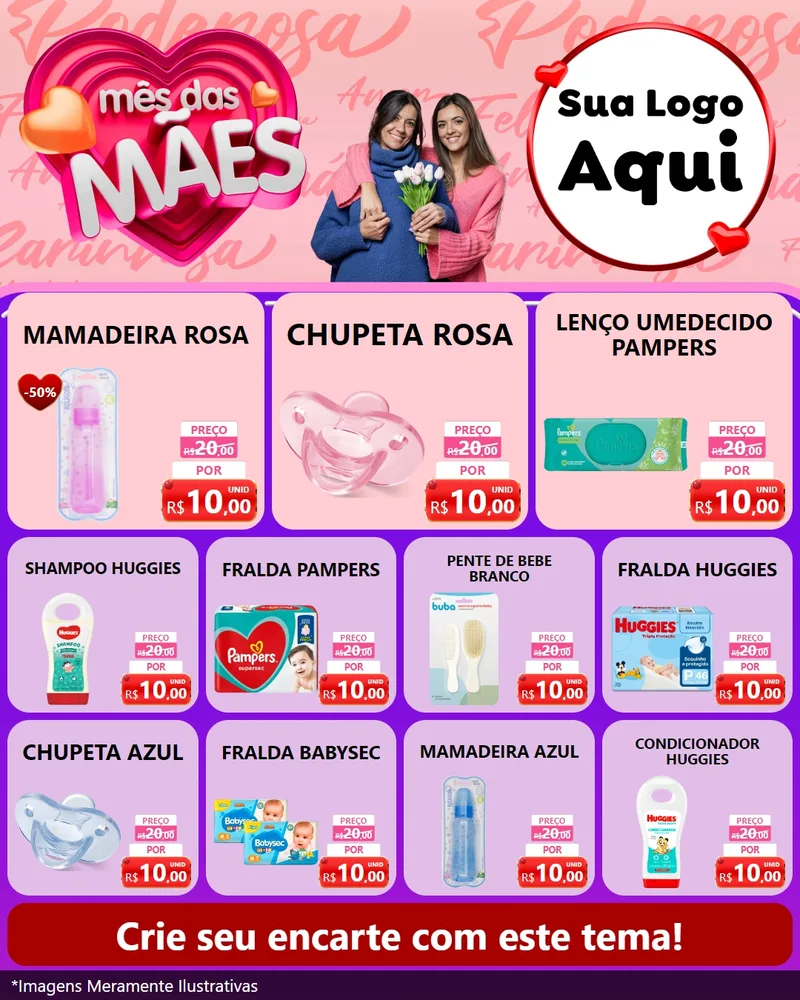Modelo de Rede Social para Feed Instagram com o tema Mês Das Mães para Bebês