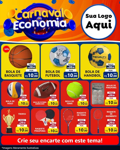 Modelo de Rede Social para Feed Instagram com o tema Carnaval da Economia para Artigos Esportivos