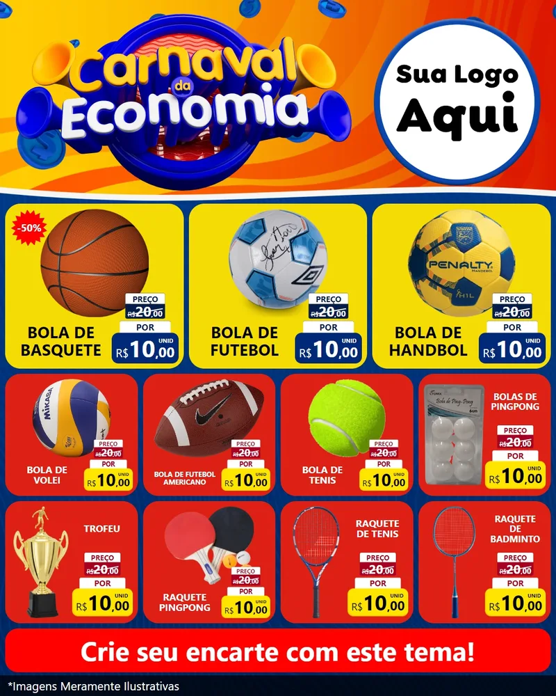 Modelo de Rede Social para Feed Instagram com o tema Carnaval da Economia para Artigos Esportivos