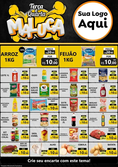 Modelo de Encarte para Encarte A4 Vertical com o tema Terça e Quarta Maluca para Supermercado
